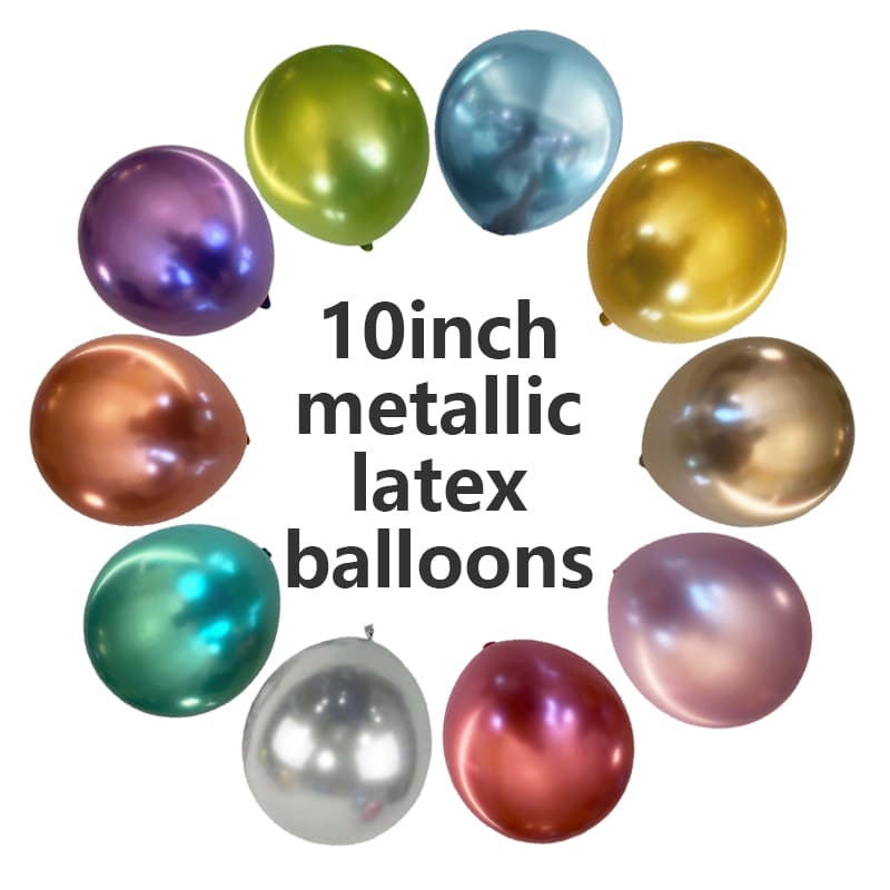 10 လက်မ Metallic Latex Balloons