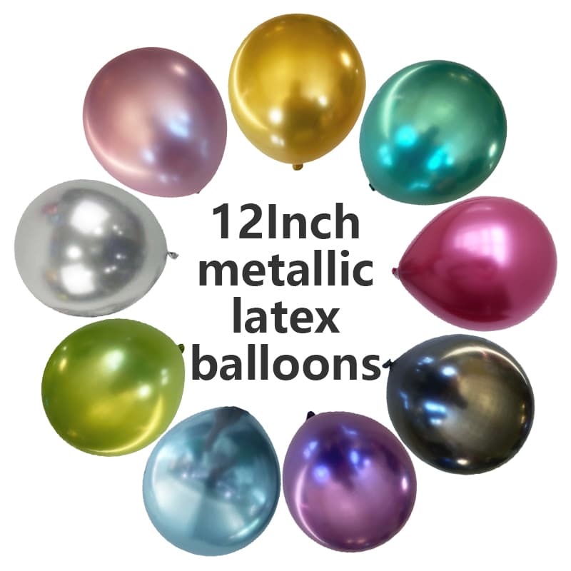 12 လက်မ သတ္တု Chrome Latex Balloons