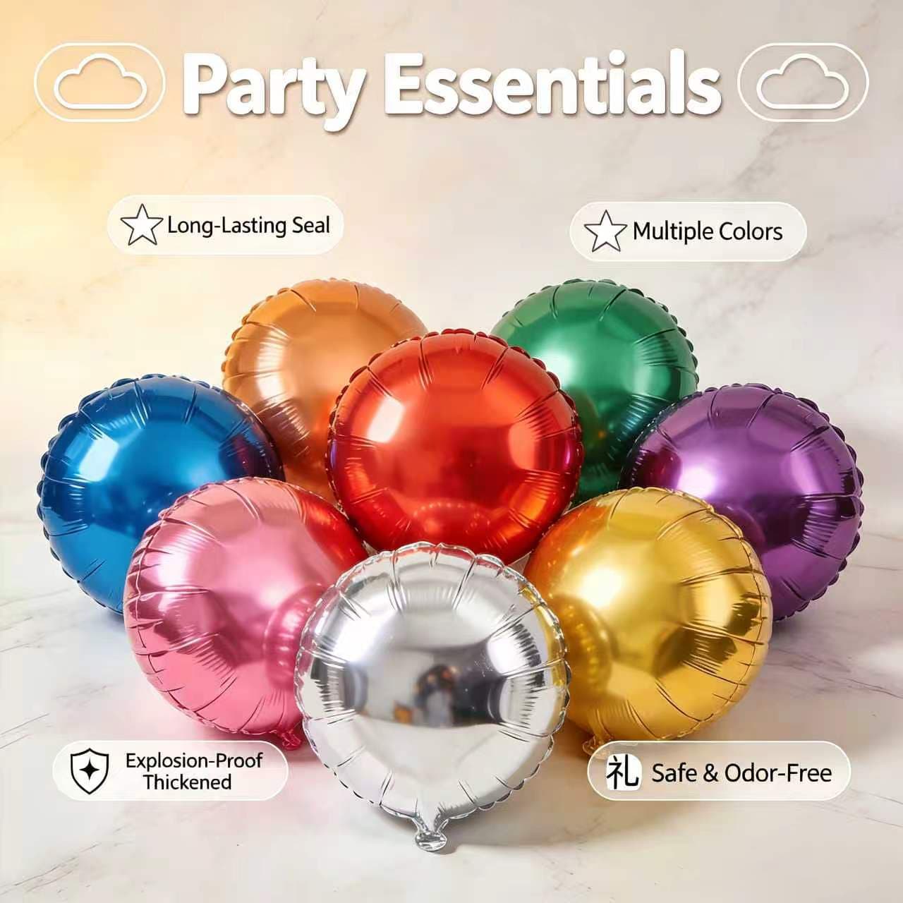18 လက်မအဝိုင်းသတ္တုပြား Mylar Balloons