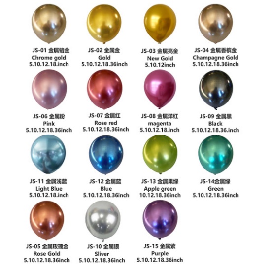 ထပ်ခါတလဲလဲ အမှာစာများအတွက် Metallic Latex Balloon အရောင်များကို အတည်ပြုနည်း