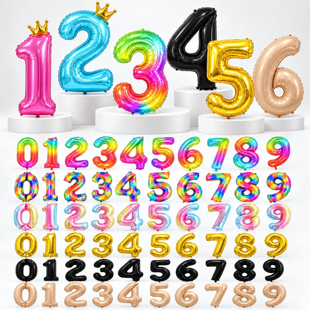 နံပါတ် Foil Balloons လက်ကား- 16၊ 32 နှင့် 40 လက်မကို ရွေးချယ်ခြင်း။