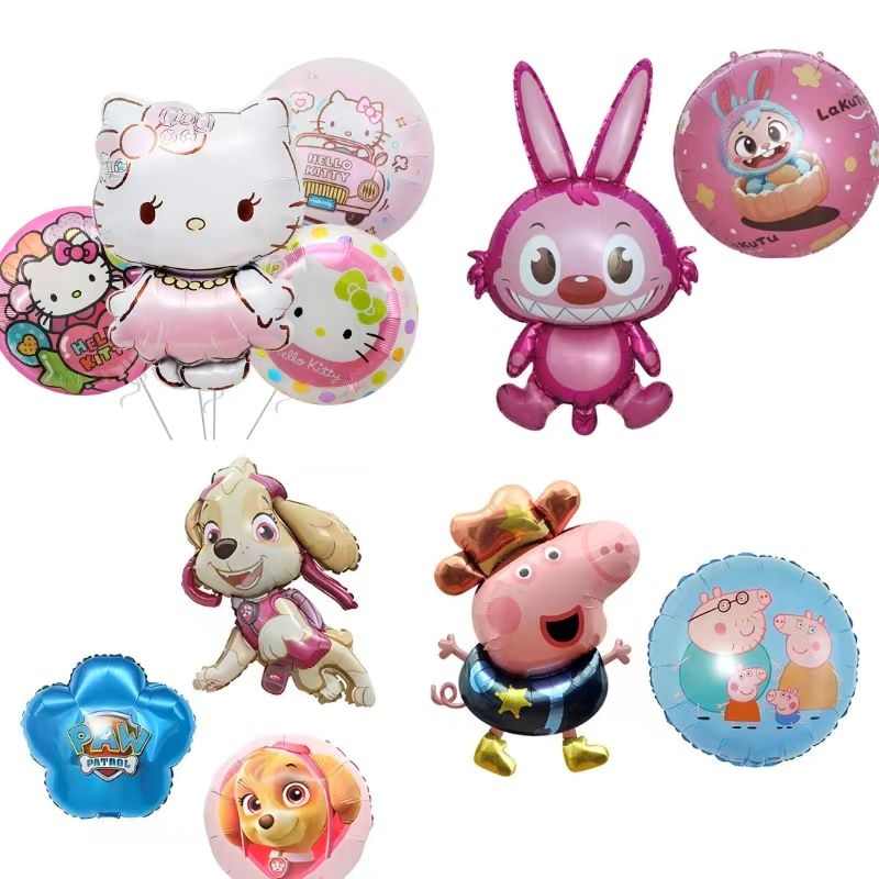 ကာတွန်းရိုက်နှိပ်ထားသော Foil Balloons များ