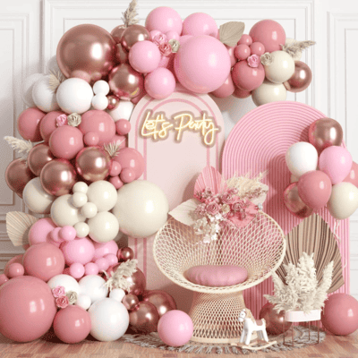 ဖုန်ထူသော ပန်းရောင် Balloon Arch Kit