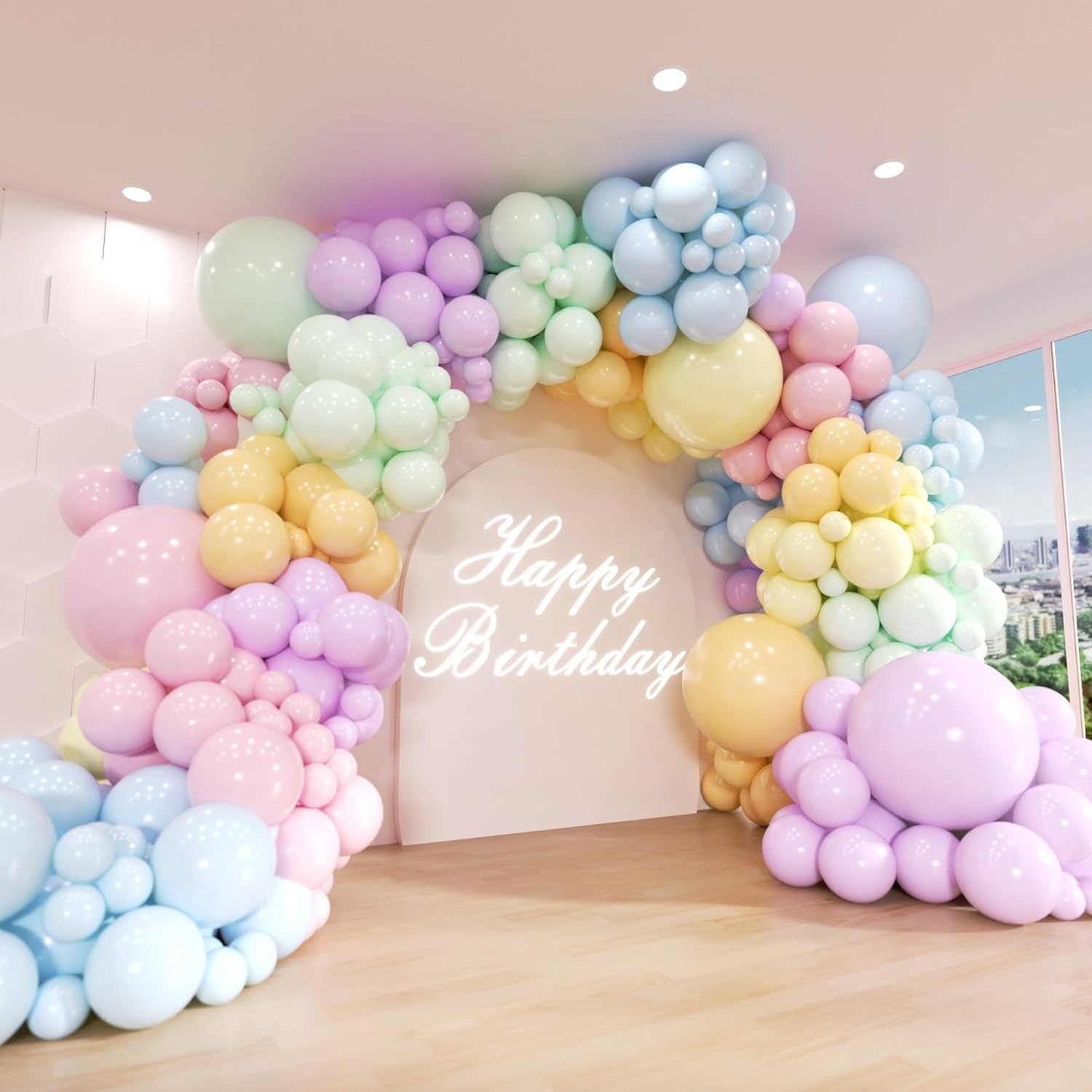 Macaroon ပူဖောင်းများ Garland Arch
